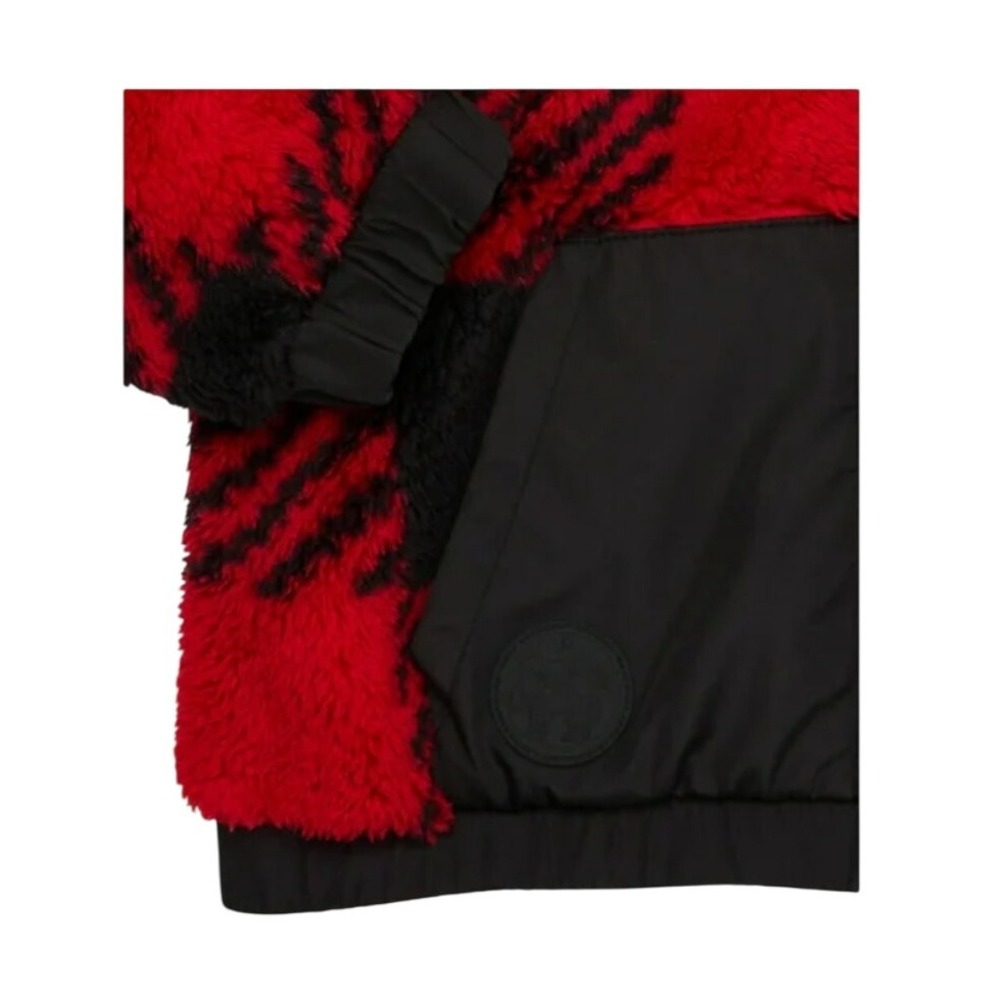 365 Kids Buffalo Plaid Fleece Jacket Red Black 3/4 Zip Pockets Size 10 - Picture 7 of 8